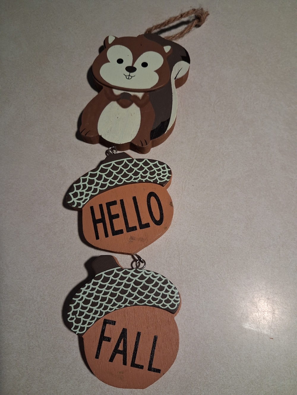 Hello Fall Acorn and Squirrel Wall Hanging – Brown/Beige
